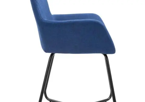 Scaune de sufragerie, 6 buc., albastru, material textil - 4/5