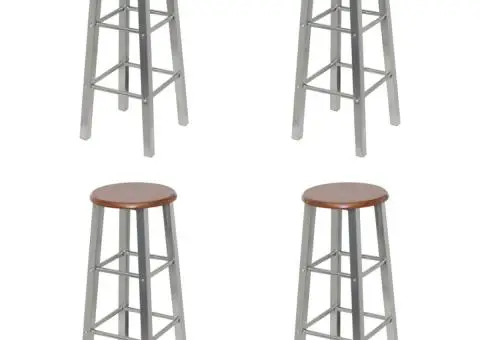 Scaune de bar, 4 buc., argintiu și maro, MDF - 1/5