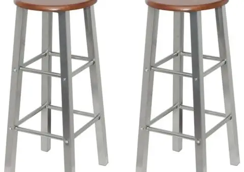 Scaune de bar, 4 buc., argintiu și maro, MDF - 2/5