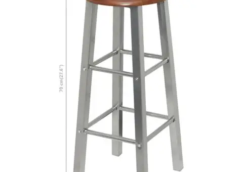 Scaune de bar, 4 buc., argintiu și maro, MDF - 5/5