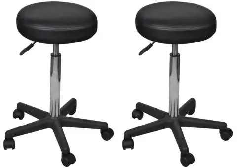 Taburete de birou, 2 buc., negru, 35,5x84 cm, piele ecologică - 1/5