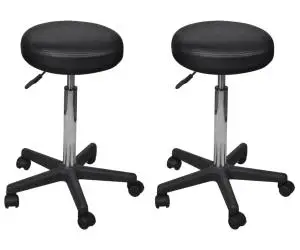 vidaXL Taburete de birou, 2 buc., negru, 35,5x84 cm, piele ecologică