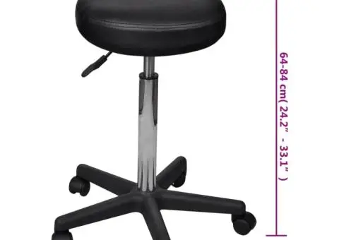 Taburete de birou, 2 buc., negru, 35,5x84 cm, piele ecologică - 5/5