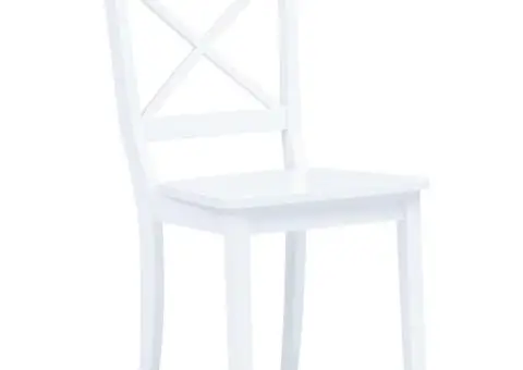 Scaune de bucătărie, 6 buc., alb, lemn masiv de hevea - 2/5