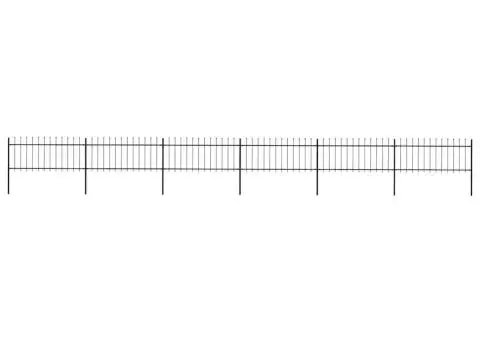 Gard de grădină cu vârf suliță, negru, 10,2 m, oțel - 1/5