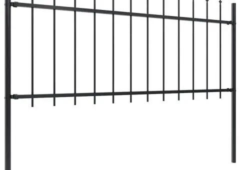 Gard de grădină cu vârf suliță, negru, 10,2 m, oțel - 2/5