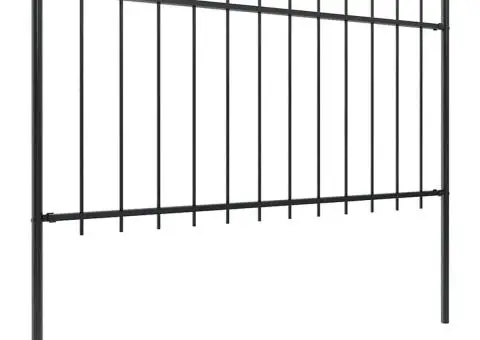 Gard de grădină cu vârf suliță, negru, 5,1 m, oțel - 2/5