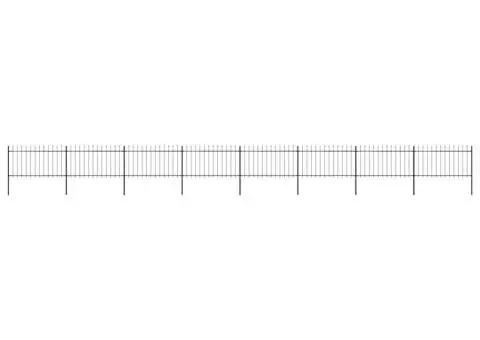 Gard de grădină cu vârf suliță, negru, 13,6 m, oțel - 1/5