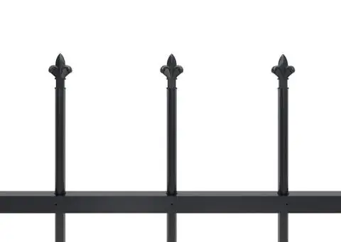 Gard de grădină cu vârf suliță, negru, 13,6 m, oțel - 4/5