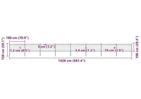 Gard de grădină cu vârf suliță, negru, 13,6 m, oțel - 5/5