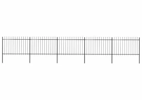 Gard de grădină cu vârf suliță, negru, 8,5 m, oțel - 1/5