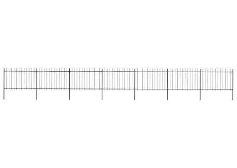 Gard de grădină cu vârf suliță, negru, 11,9 m, oțel - 1/5