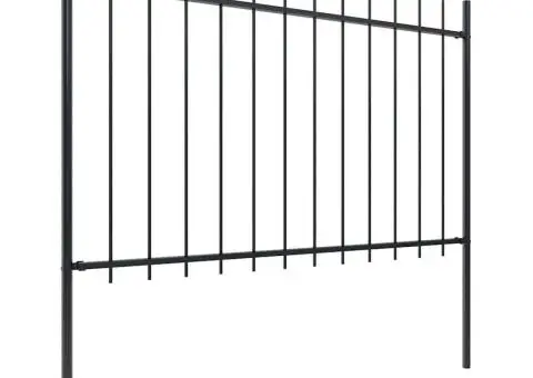 Gard de grădină cu vârf suliță, negru, 11,9 m, oțel - 2/5