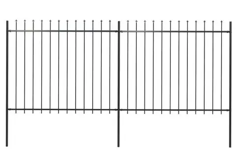 Gard de grădină cu vârf suliță, negru, 3,4 m, oțel - 1/5