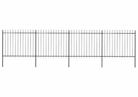 Gard de grădină cu vârf suliță, negru, 6,8 m, oțel - 1/5