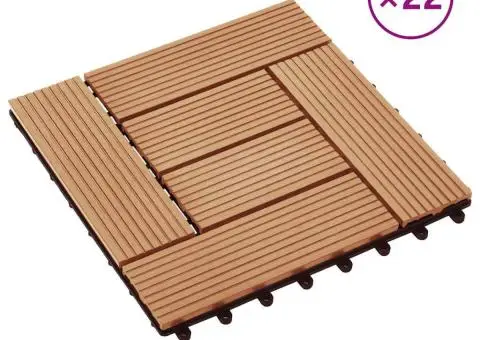 Plăci de pardoseală, 22 buc., culoare tec, 30x30 cm, WPC, 2 mp - 1/5