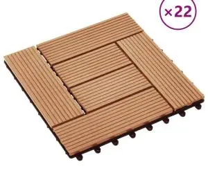 vidaXL Plăci de pardoseală, 22 buc., culoare tec, 30x30 cm, WPC, 2 mp