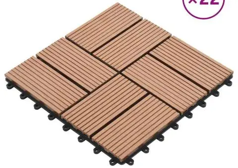 Plăci de pardoseală, 22 buc., maro, 30 x 30 cm, WPC, 2 mp - 1/5