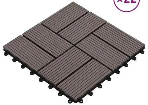 Plăci de pardoseală, 22 buc., maro închis, 30x30 cm, WPC, 2 mp - 1/5