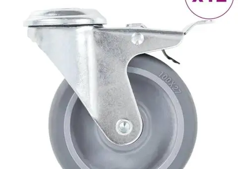 Roți pivotante cu gaură pentru șurub, 12 buc., 100 mm - 1/5