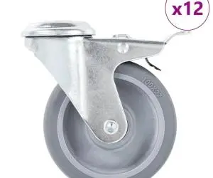 vidaXL Roți pivotante cu gaură pentru șurub, 12 buc., 100 mm
