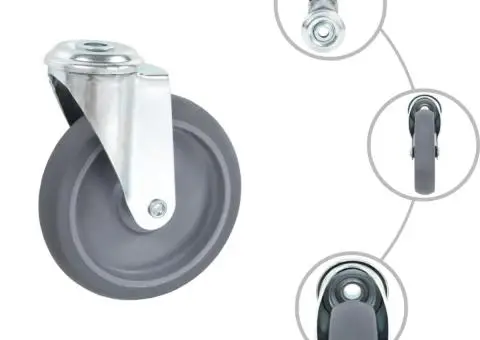 Roți pivotante cu gaură pentru șurub, 8 buc., 125 mm - 2/5