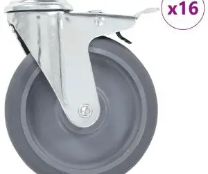 vidaXL Roți pivotante cu gaură pentru șurub, 16 buc., 125 mm