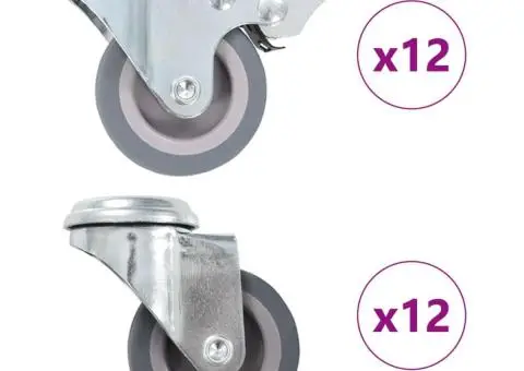 Roți pivotante cu gaură pentru șurub, 24 buc., 50 mm - 1/5