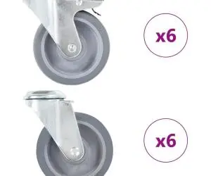 vidaXL Roți pivotante cu gaură pentru șurub, 12 buc., 100 mm
