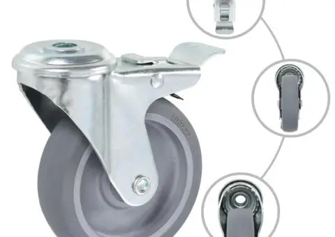 Roți pivotante cu gaură pentru șurub, 12 buc., 100 mm - 3/5