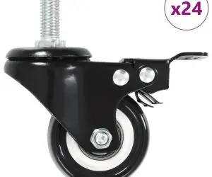 vidaXL Roți pivotante cu frâne, 24 buc., 50 mm