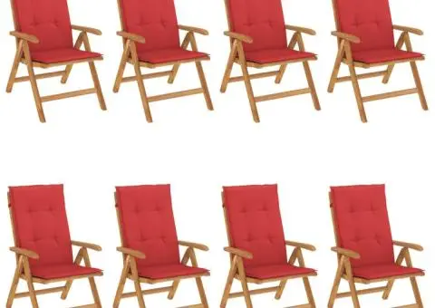 Scaune de grădină rabatabile cu perne, 8 buc. lemn masiv de tec - 2/5