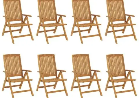Scaune de grădină rabatabile cu perne, 8 buc. lemn masiv de tec - 3/5