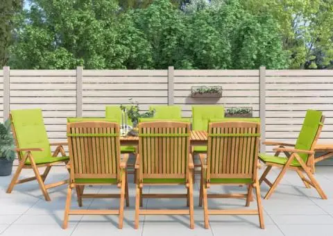 Scaune de grădină rabatabile cu perne, 8 buc. lemn masiv de tec - 1/5