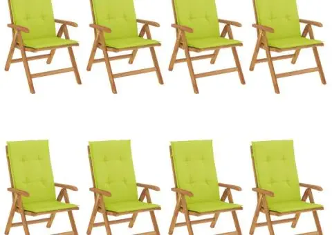 Scaune de grădină rabatabile cu perne, 8 buc. lemn masiv de tec - 2/5
