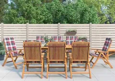 Scaune de grădină rabatabile cu perne, 8 buc. lemn masiv de tec - 1/5