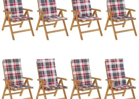 Scaune de grădină rabatabile cu perne, 8 buc. lemn masiv de tec - 2/5