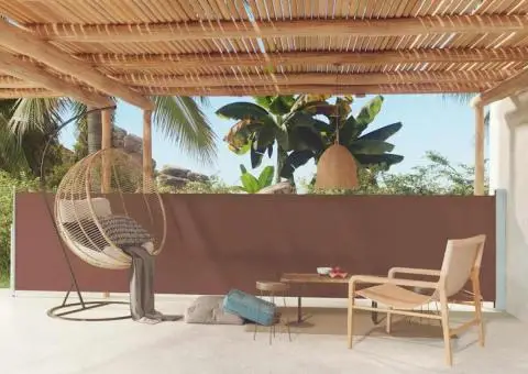 Copertină laterală retractabilă de terasă, maro, 117x600 cm - 1/5