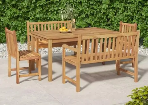 Set de sufragerie de grădină, lemn masiv de tec, 5 piese - 1/5