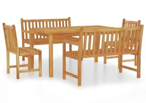 Set de sufragerie de grădină, lemn masiv de tec, 5 piese - 2/5