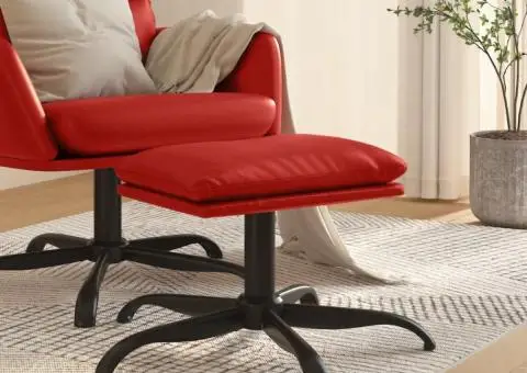 Taburet, roșu vin, 60x60x36 cm, piele ecologică - 1/5