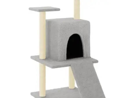 Ansamblu pisici, stâlpi din funie sisal, gri deschis, 110 cm - 2/5