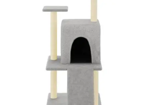 Ansamblu pisici, stâlpi din funie sisal, gri deschis, 110 cm - 3/5
