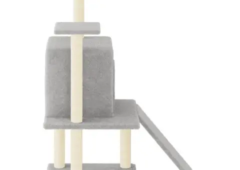 Ansamblu pisici, stâlpi din funie sisal, gri deschis, 110 cm - 4/5