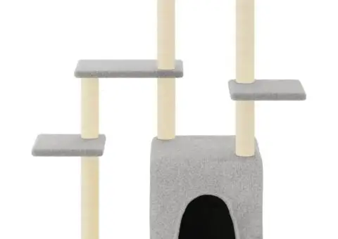 Ansamblu pisici, stâlpi din funie sisal, gri deschis, 97,5 cm - 3/5