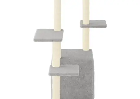 Ansamblu pisici, stâlpi din funie sisal, gri deschis, 97,5 cm - 4/5