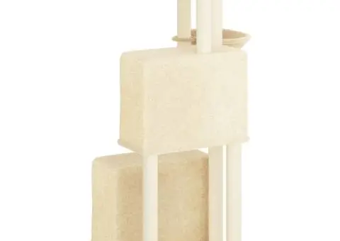 Ansamblu de pisici cu stâlpi din funie de sisal, crem, 122 cm - 5/5