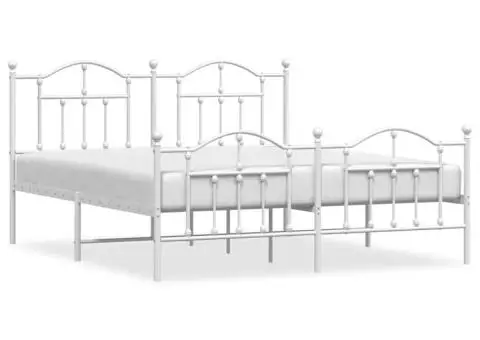 Cadru de pat metalic cu tăblie, alb, 160x200 cm - 2/5