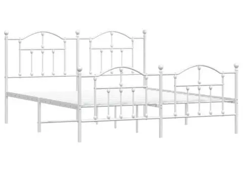 Cadru de pat metalic cu tăblie, alb, 160x200 cm - 3/5