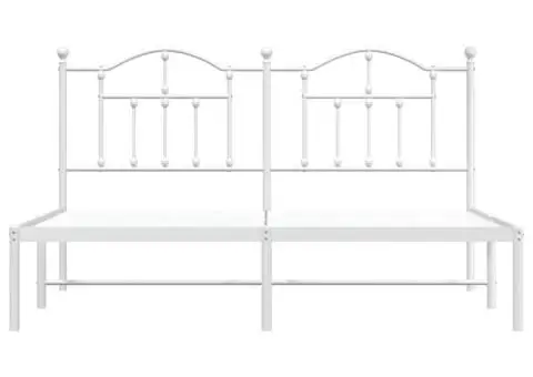 Cadru de pat metalic cu tăblie, alb, 160x200 cm - 5/5